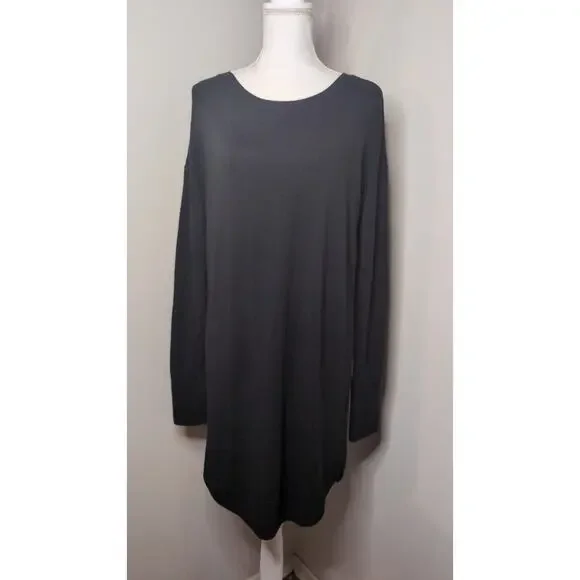 Athleta Presidio Shift Dress Long Sleeve Gray Athleisure Minimalist L - Picture 1 of 8